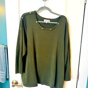 Philosophy 3X olive lightweight sweater